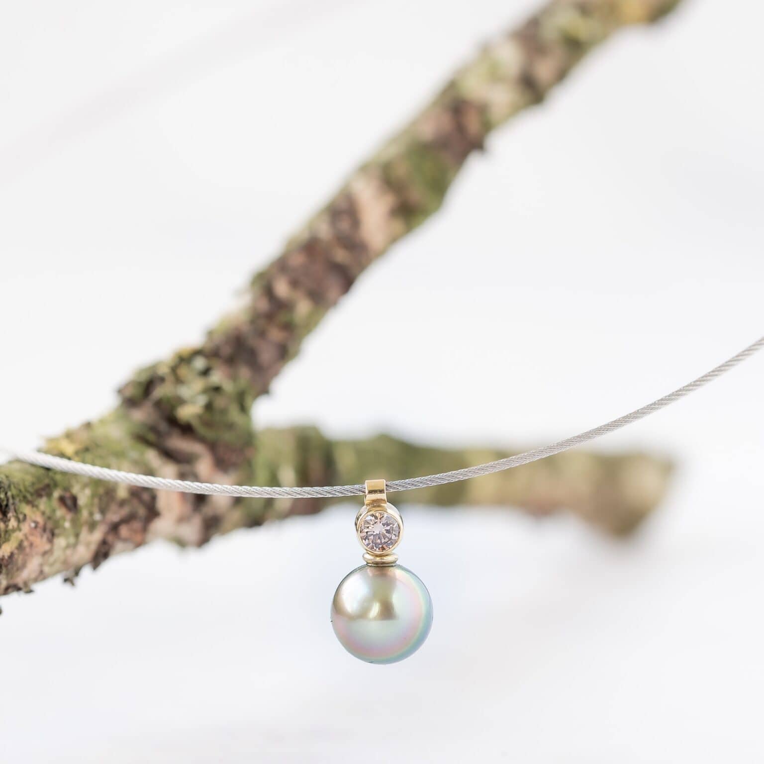 Collier – goud tahiti parel met briljant 2