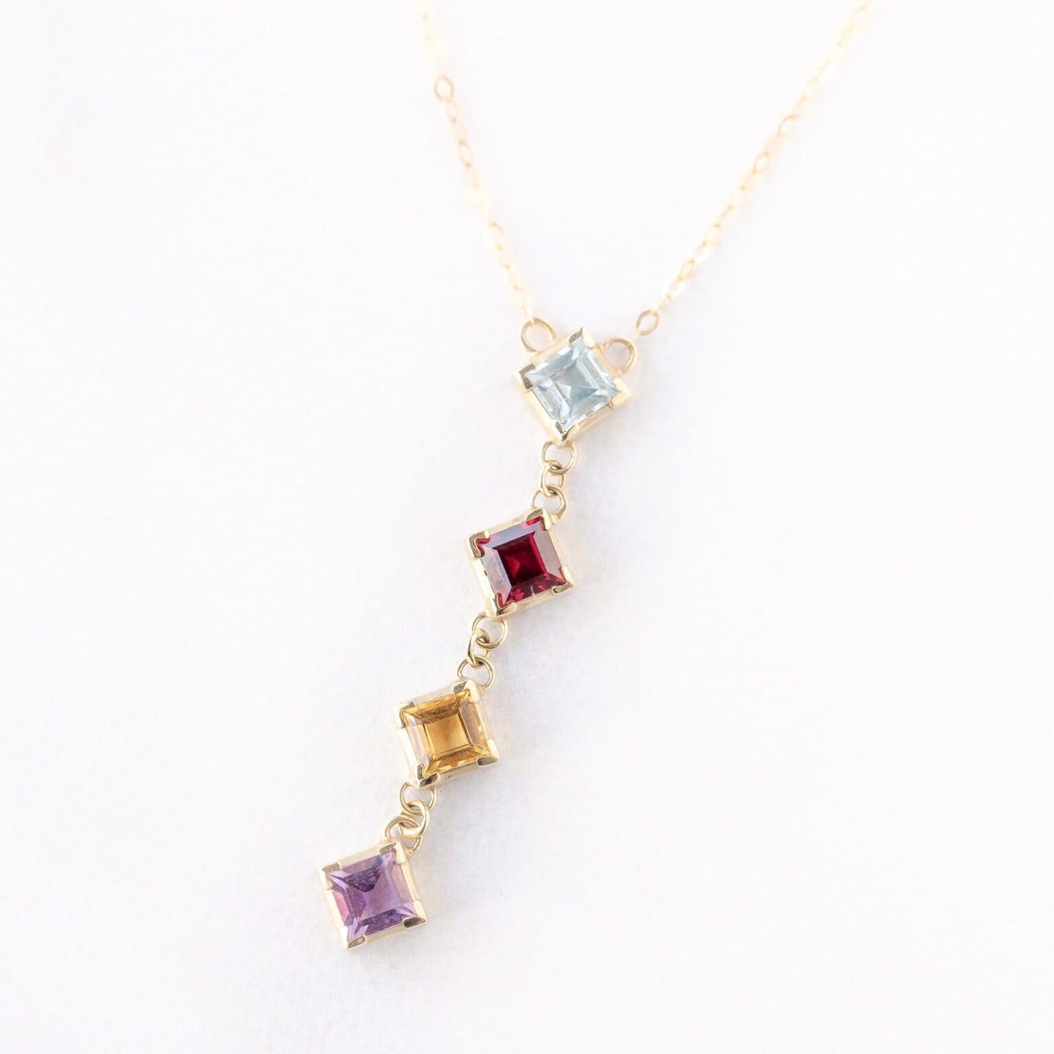 Collier – goud vierkant aquamarijn 1