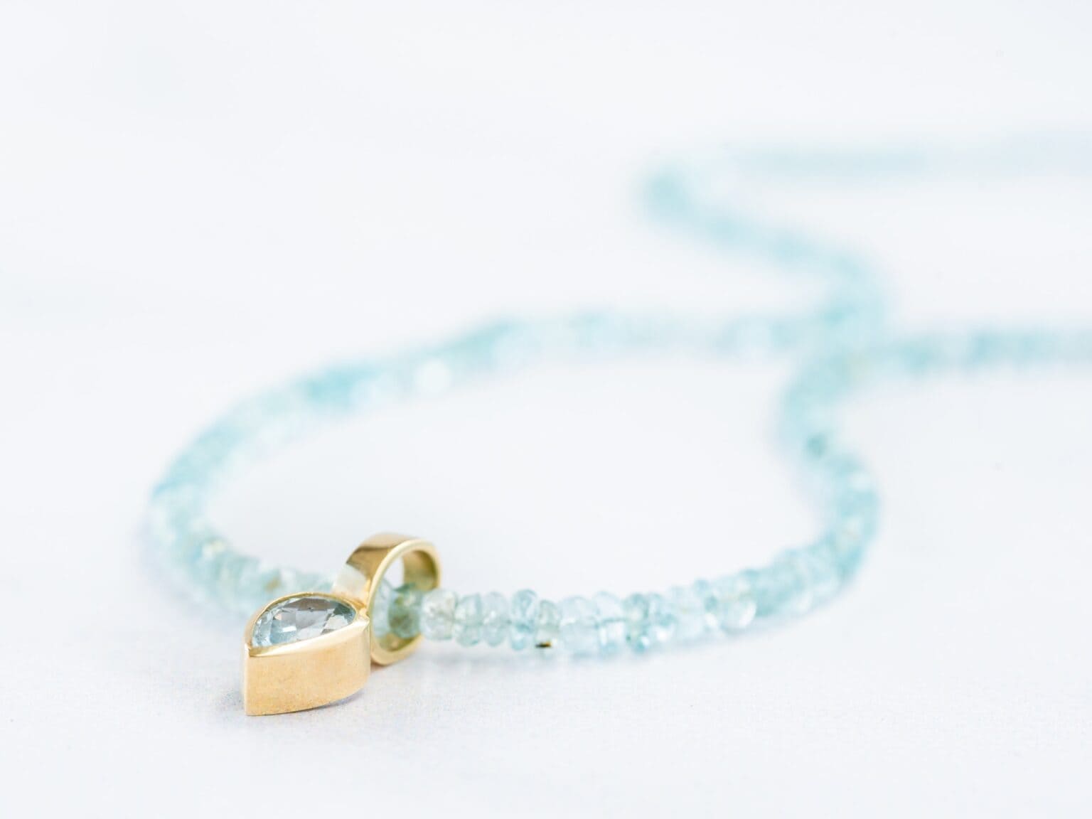 Ketting – goud aquamarijn 1