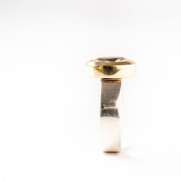 Ring van zilver, 14 karaat geelgoud en morganiet - Afbeelding 2
