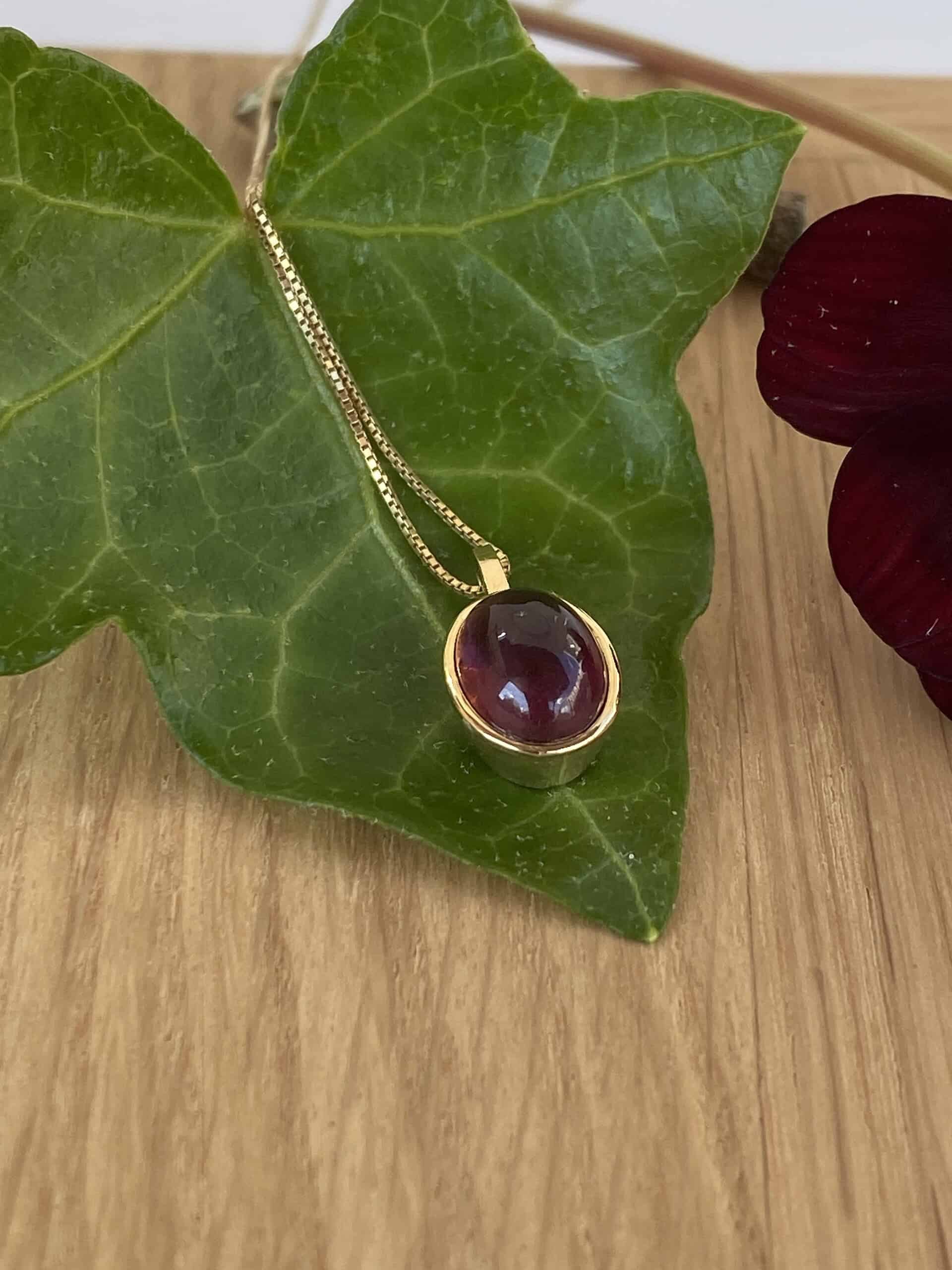 Gouden hanger met pink toermalijn cabochon. - Afbeelding 3