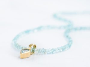 Ketting goud aquamarijn