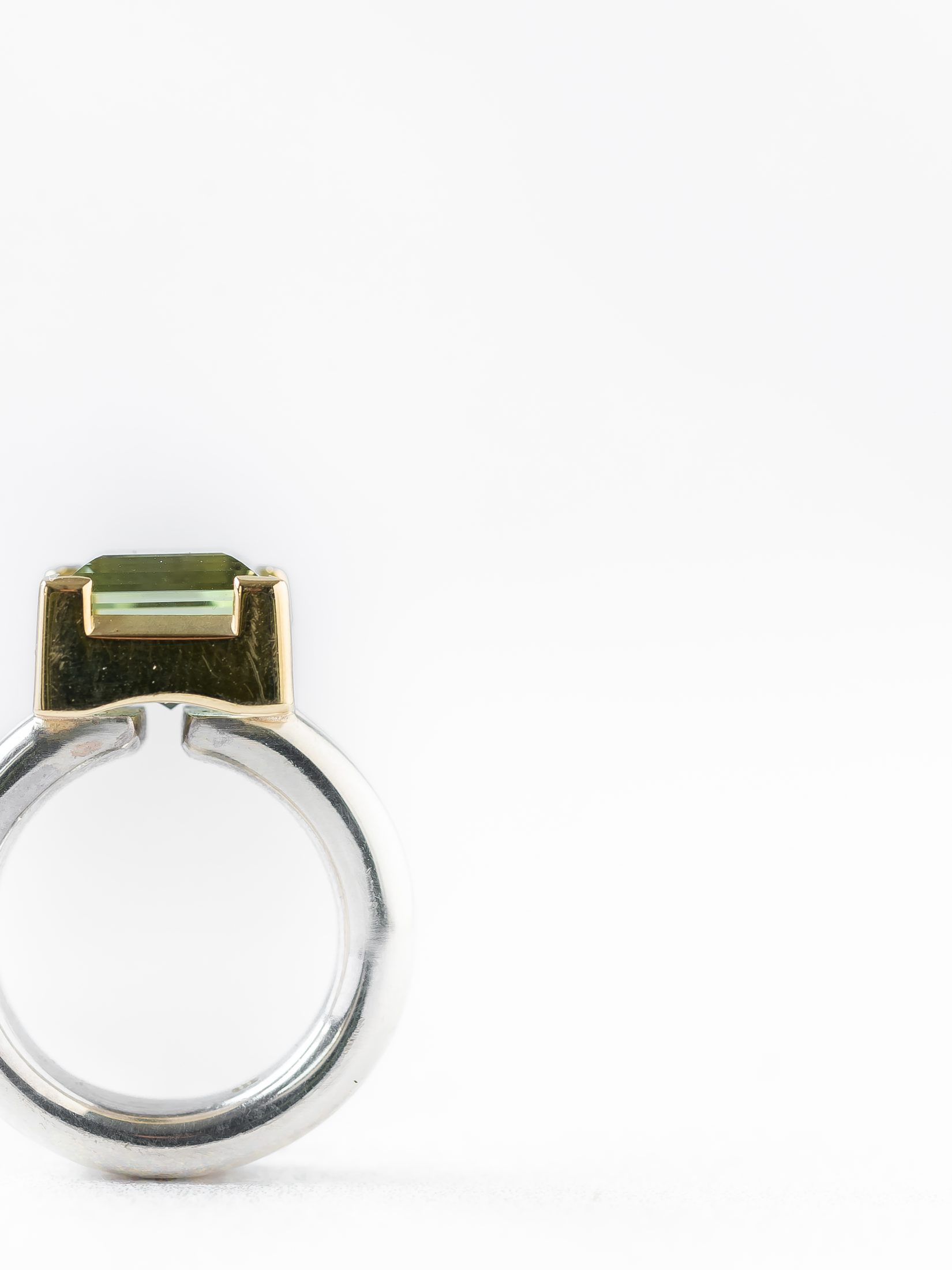 Ring zilver goud prasioliet