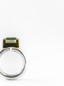Ring zilver goud prasioliet