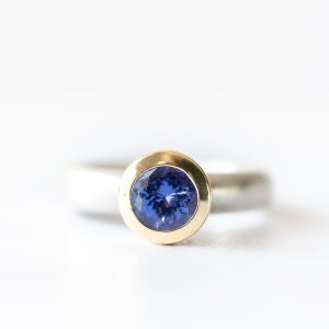 Ring zilver goud tanzaniet