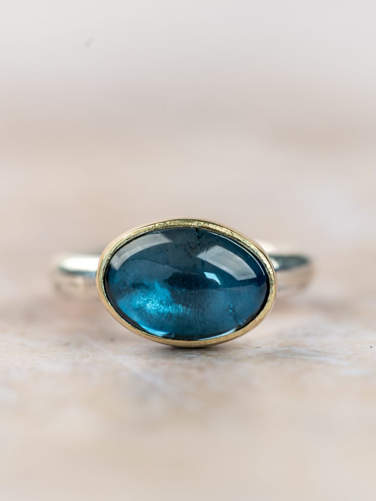 Ring zilver goud topaas