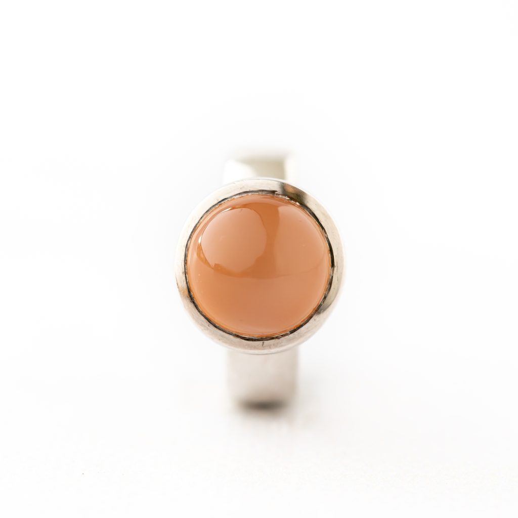 Ring zilver oranje maansteen